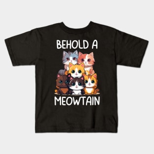 Behold a Meowtain Cute Adorable Cats Kids T-Shirt